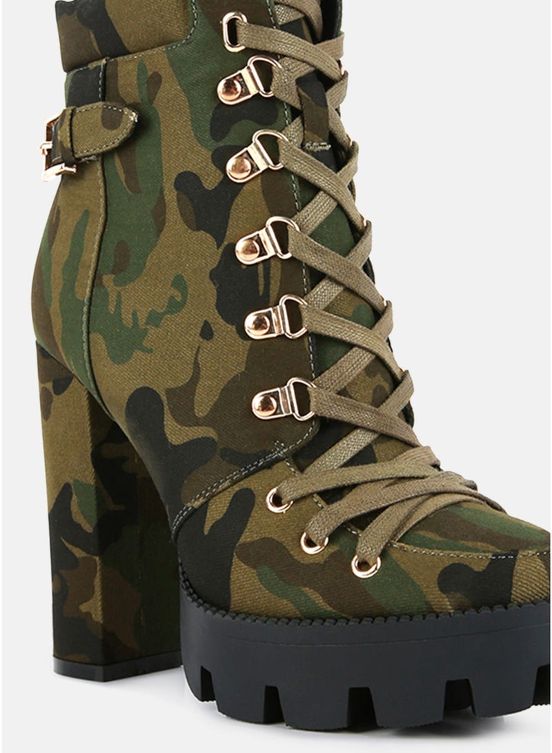 London Rag Camouflage Ankle Boots in Khaki - Image 4