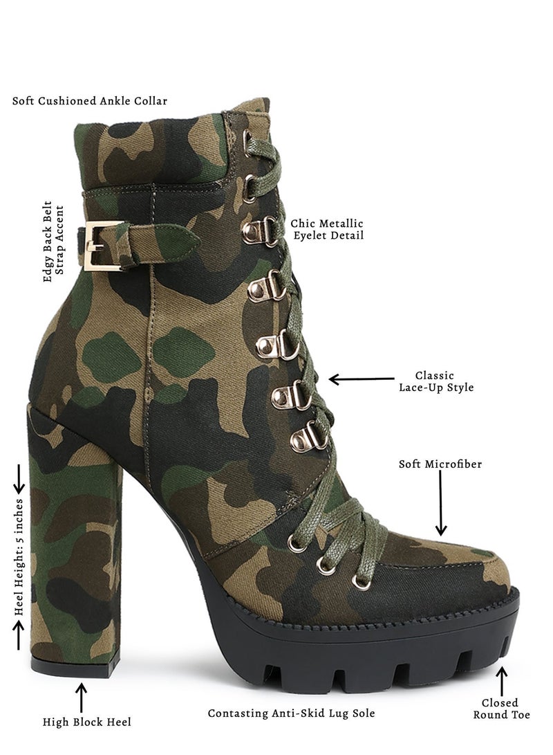London Rag Camouflage Ankle Boots in Khaki - Image 5