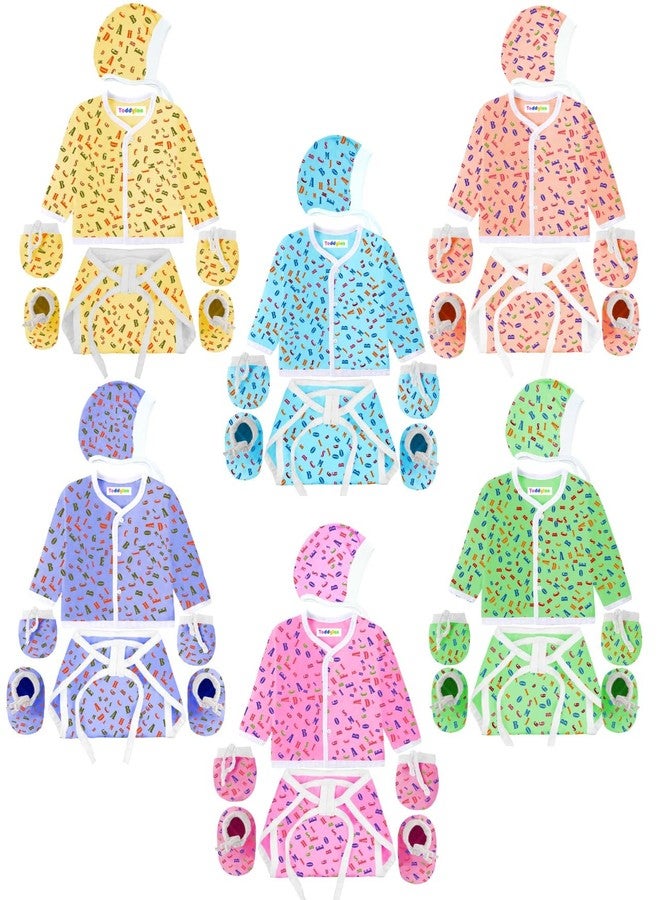 Toddylon Baby Boy/Baby Girl Shirts with Nappies, Cap and 6 Pairs of Mitten & Booties (0-6 Months) - Image 2