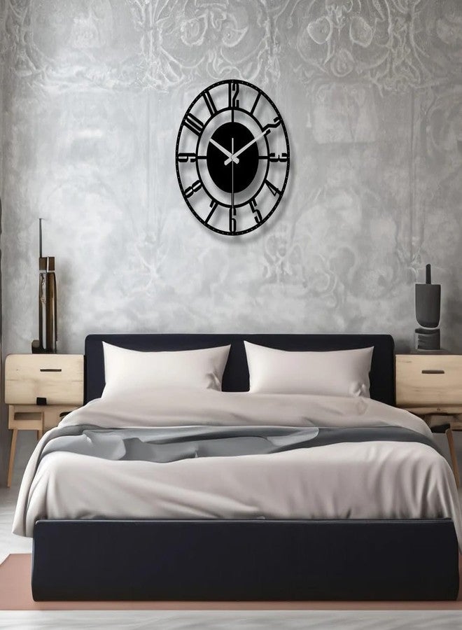 AVVIC MART Metal Wall Clock, Large Metal Wall Clock for Living Room, Bedroom, Kitchen Latin Numeral Wall Clock, Antique Metal Wall Clock| Big Size Modern Decorative Wall Watch (Black) (20 INCH) - Image 2