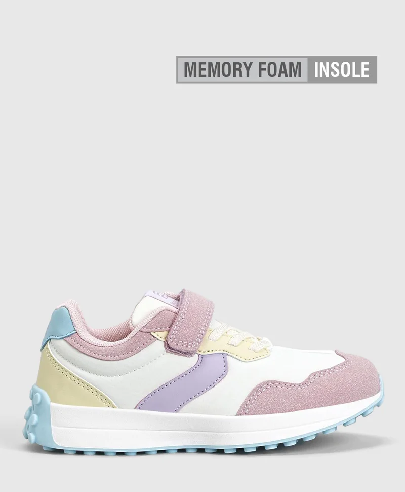 Bonfino Bonfino Color Block Panelled Velcro Closure Casual Shoes - White/Pink