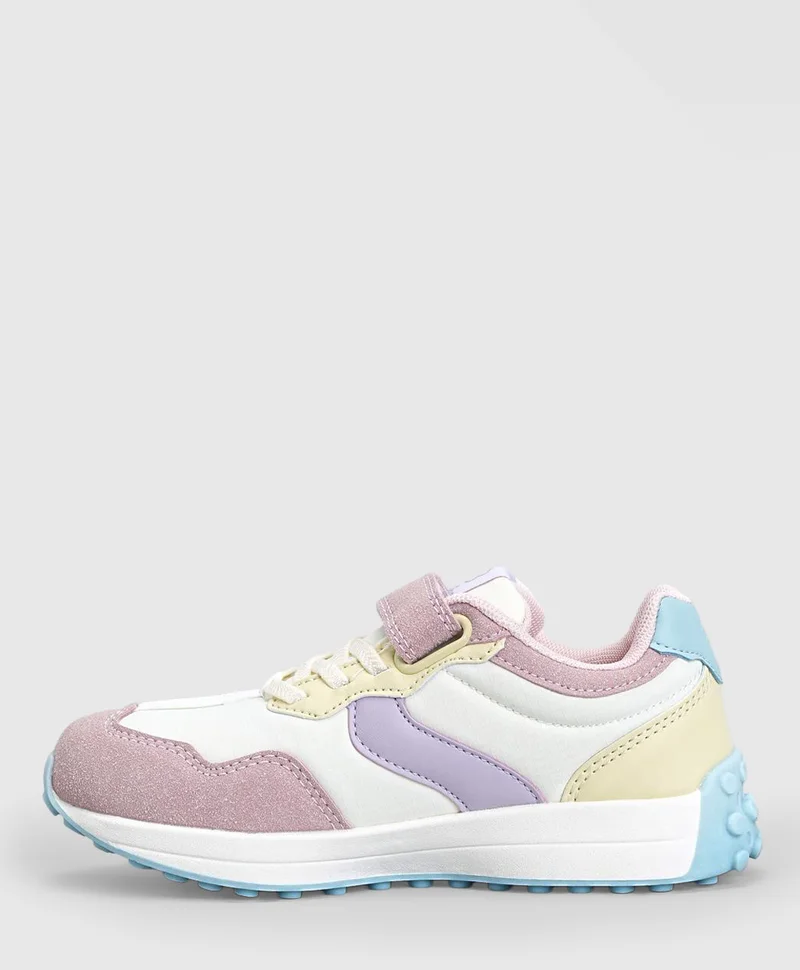 Bonfino Bonfino Color Block Panelled Velcro Closure Casual Shoes - White/Pink