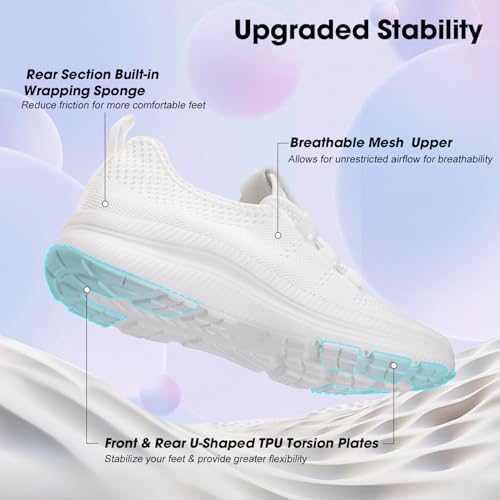ZOVE Wide Toe Box Shoes Women Extra Wide Width Sneakers Ultra Light Road Running Shoes Non-Slip Tennis Sneakers Breathable Walking Athletic 8803 White 36 Medium - Image 5