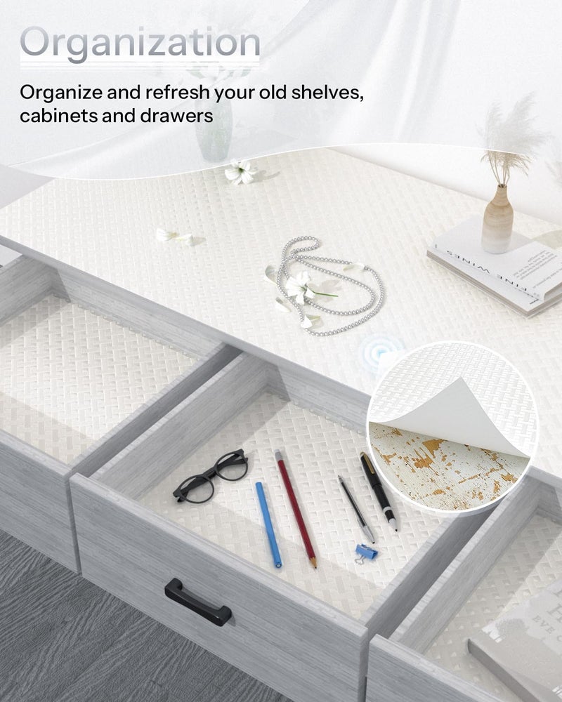GTJ Shelf and Drawer Liner for Kitchen Cabinet, Non-Adhesive 12in x 240in Waterproof Contact Paper Refrigerator Liners Thickened Durable EVA Material Non Slip Mat for Dresser Cupboard Pantry Protector - Image 5