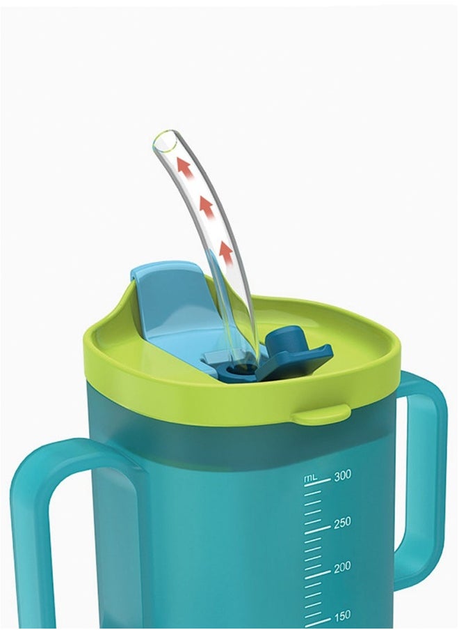 Toddler Sippy Cups, Toddler Drinks Water Bottles Trainer Cup with Handles, 300ML Spill-Proof Sippy Cups for Toddlers 6 Months+, Children's Milk Cup with Scale, Children Portable Reusable Cup (Green)