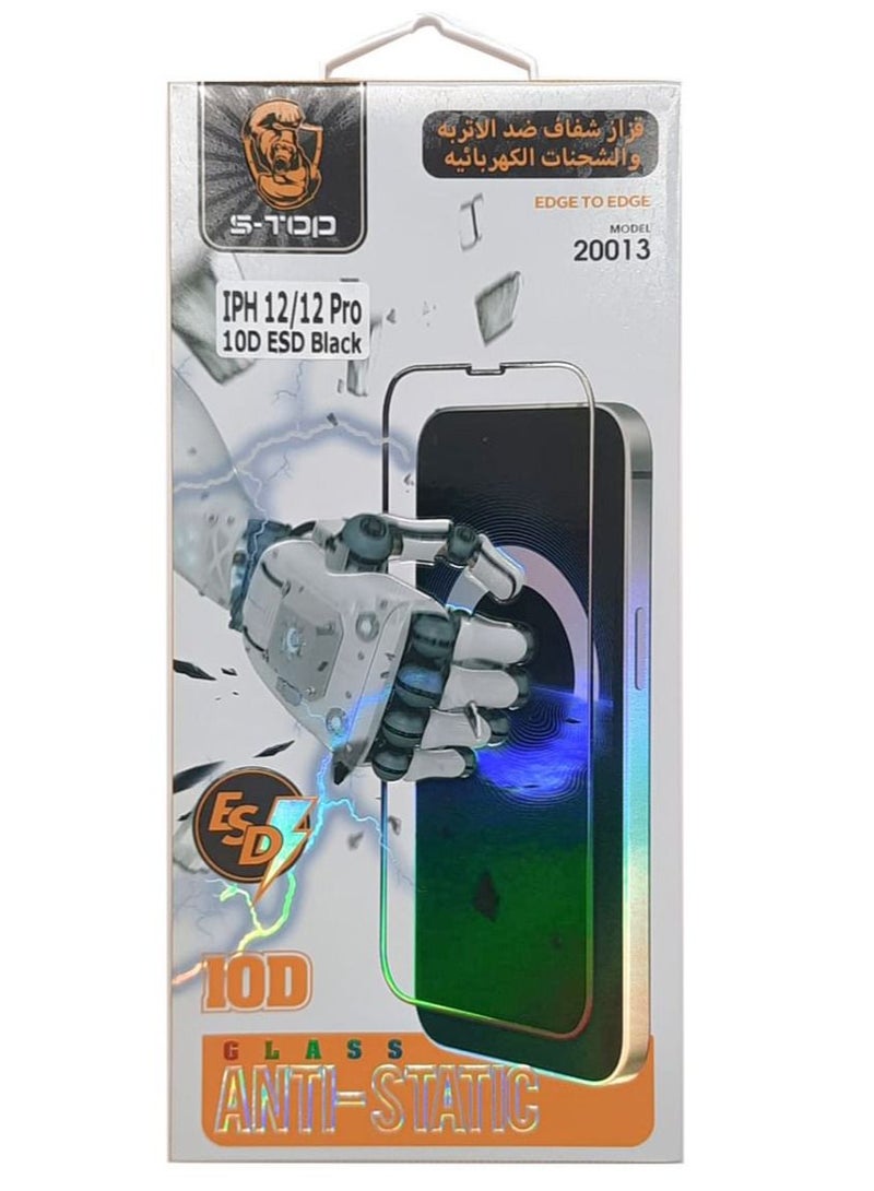 S-TOP Tempered Glass Screen Protector For Apple iPhone 12/iPhone 12 Pro Black - Image 2