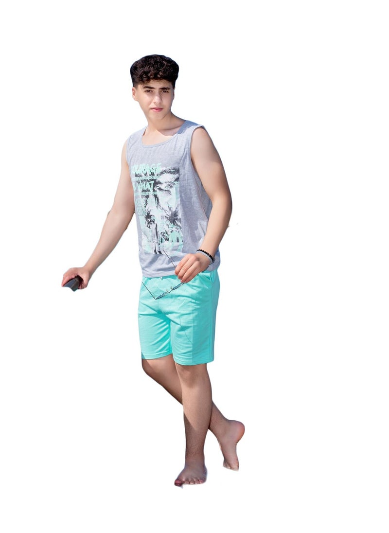 Generic - Zumba set with NATO Tex gray T-shirt and baby blue shorts - Image 1