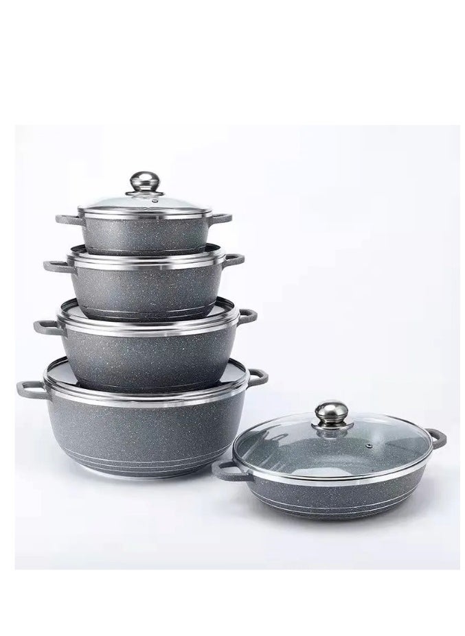 DESSINI - 10-Piece Granite Cookware Set Grey - Image 1