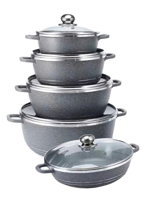 10-Piece Granite Cookware Set Grey