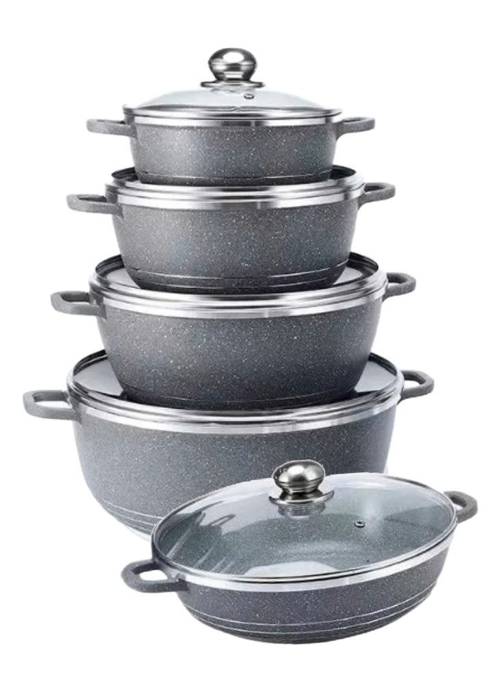 DESSINI 10-Piece Granite Cookware Set Grey  - Image 1