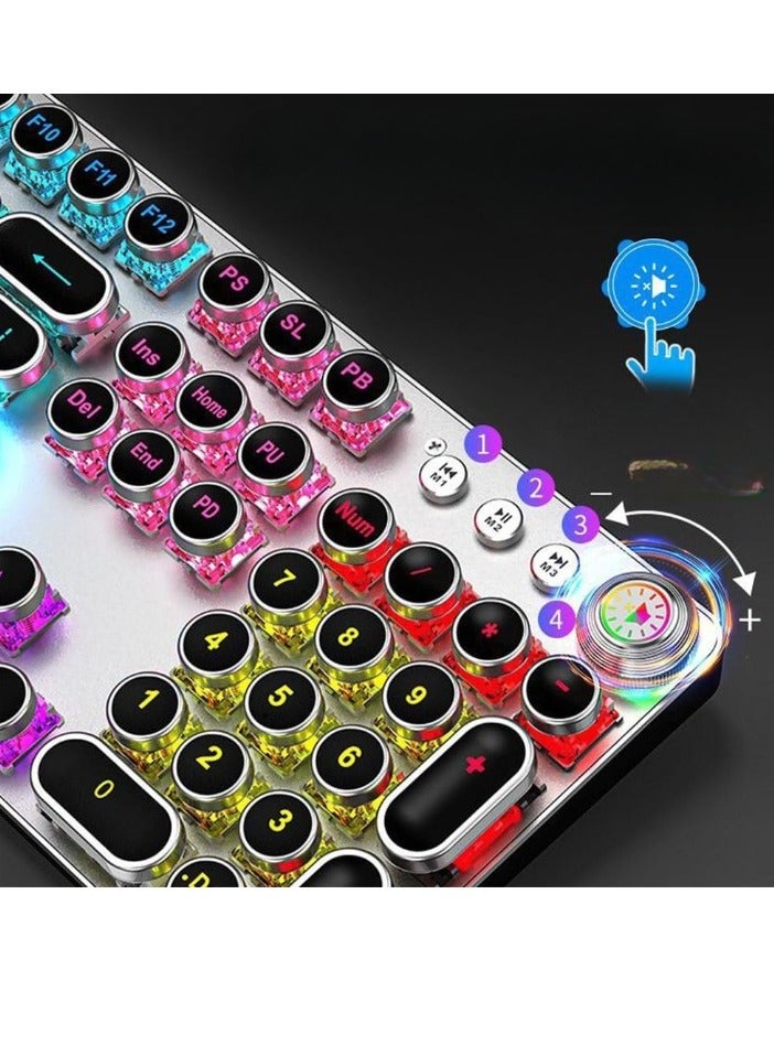 لوحة مفاتيح ميكانيكية Z6، لوحة مفاتيح للألعاب بإضاءة خلفية RGB، لوحة مفاتيح سلكية خفيفة الوزن وقابلة للحمل، لوحة مفاتيح متينة للعمل والألعاب، (قطعة واحدة، فضي وأبيض، أزرق) - Image 4