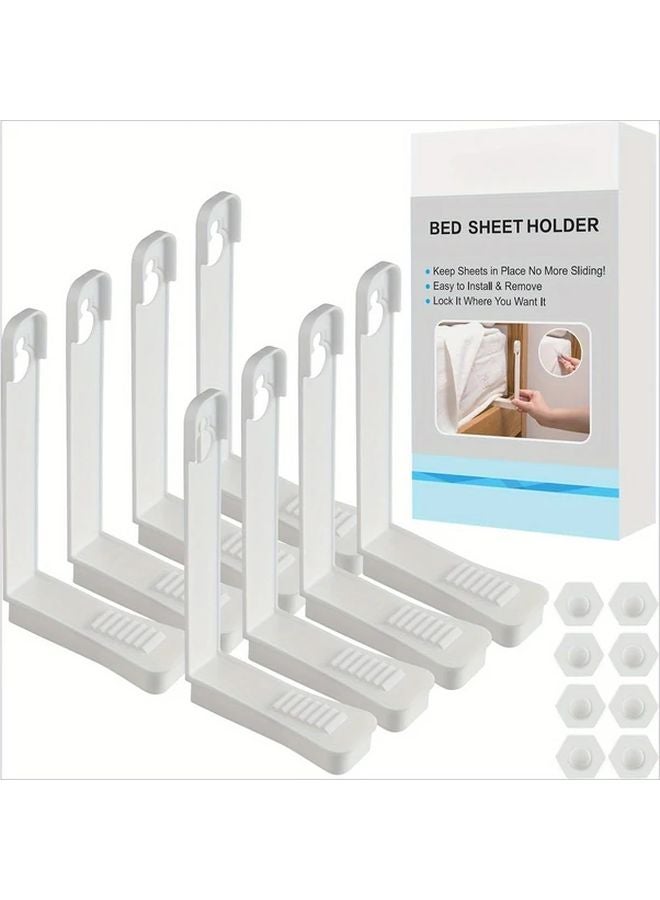 8pcs Grey Bed Sheet Clips Non Slip Fitted Sheet Fasteners For Mattresses Home Accessories - Image 2