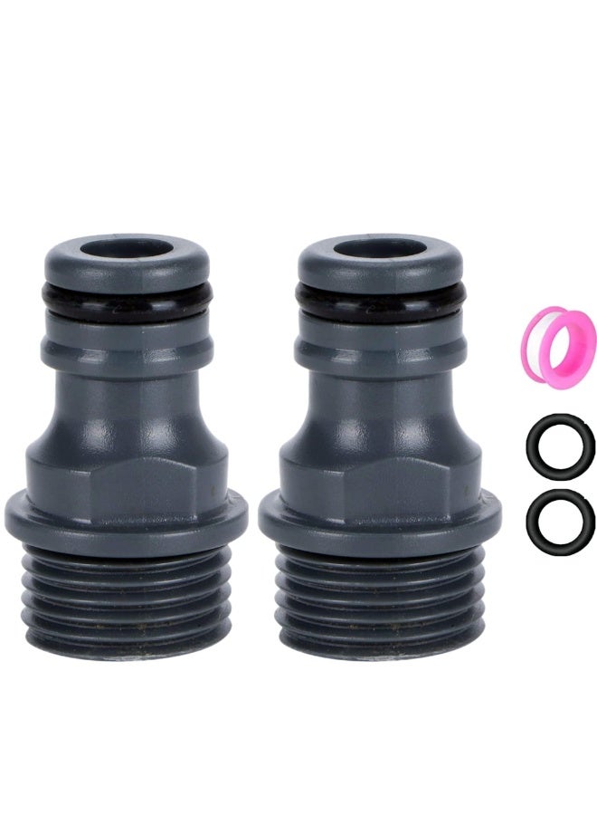 كيلا عبوة من قطعتين من موصلات صنبور خرطوم الحديقة، موصلات صنبور ملولبة ذكر 1/2 بوصة لخرطوم الأنابيب، وصلات ري ذكر 1/2 BSP لصنبور ملولب، موصل سريع (ABS خيط ذكر 1/2 بوصة) - Image 1