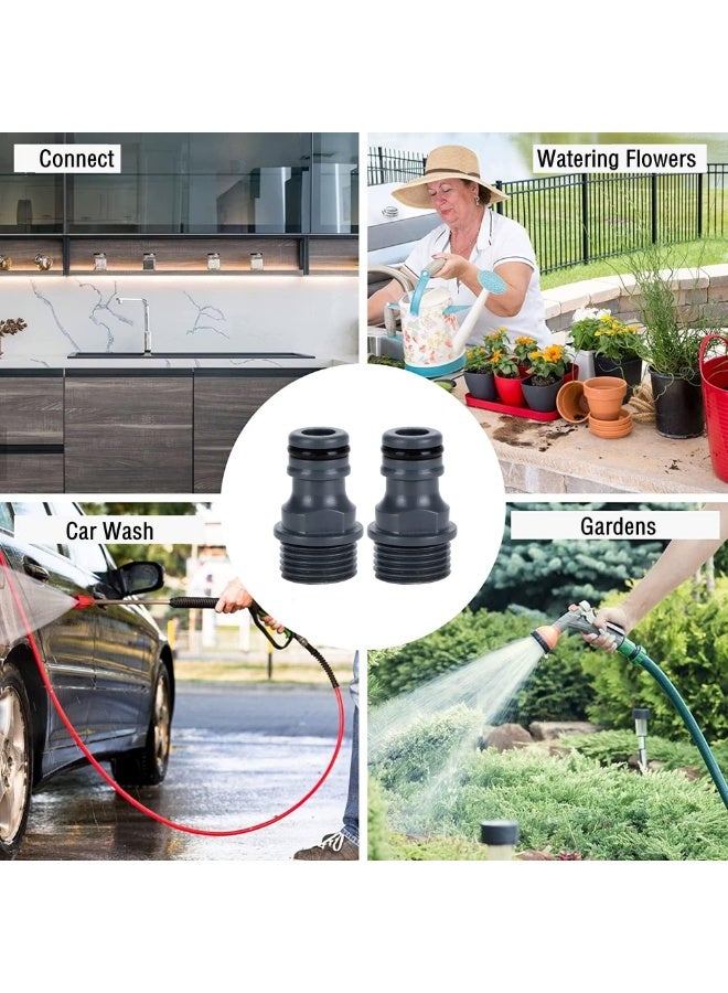 كيلا عبوة من قطعتين من موصلات صنبور خرطوم الحديقة، موصلات صنبور ملولبة ذكر 1/2 بوصة لخرطوم الأنابيب، وصلات ري ذكر 1/2 BSP لصنبور ملولب، موصل سريع (ABS خيط ذكر 1/2 بوصة) - Image 4