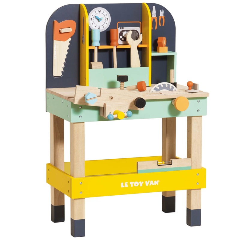 Le Toy Van Wooden Toy Work Bench Set Large Educational Construction Set for Role Play Pretend Play Wooden Tools Suitable for 3 Year Olds