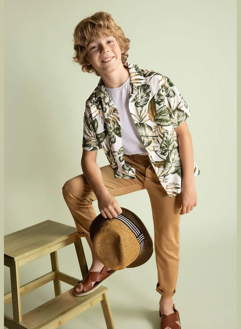 ديفاكتو Boy Oversize Fit Resort Neck Woven Short Sleeve Shirt