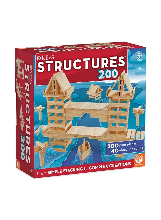Mindware KEVA Structures 200 Wood Building Planks Set - Building Toy Includes 200 Wooden Blocks and Idea Book - Ages 5 and Up - Image 1