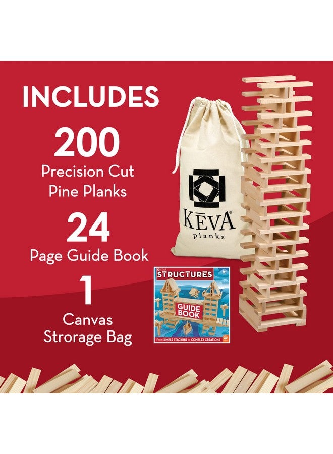 Mindware KEVA Structures 200 Wood Building Planks Set - Building Toy Includes 200 Wooden Blocks and Idea Book - Ages 5 and Up - Image 3