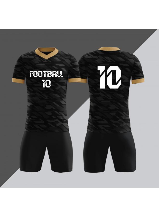 Customized Football Uniform for Kids and Adults – Black Polyester Fiber Sublimation Hot Stamping Number Embroidered