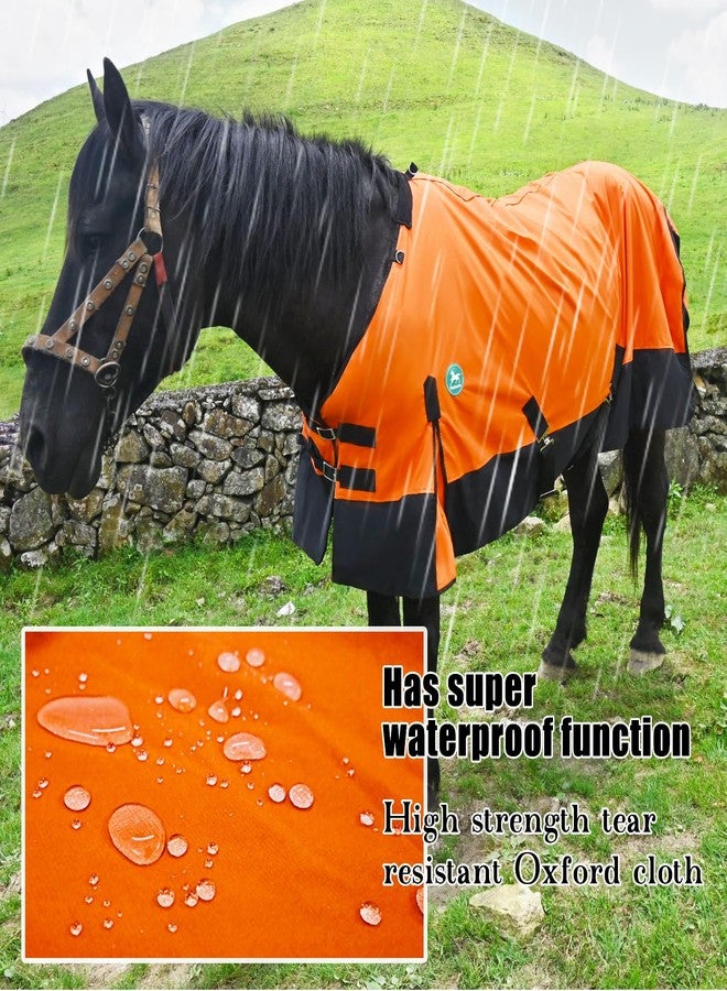 Paloura Waterproof Horse Sheet|Horse Blankets for Real Horses|Adjustable with Tail Rainy Day Choices for Horses(76", Orange) - Image 3