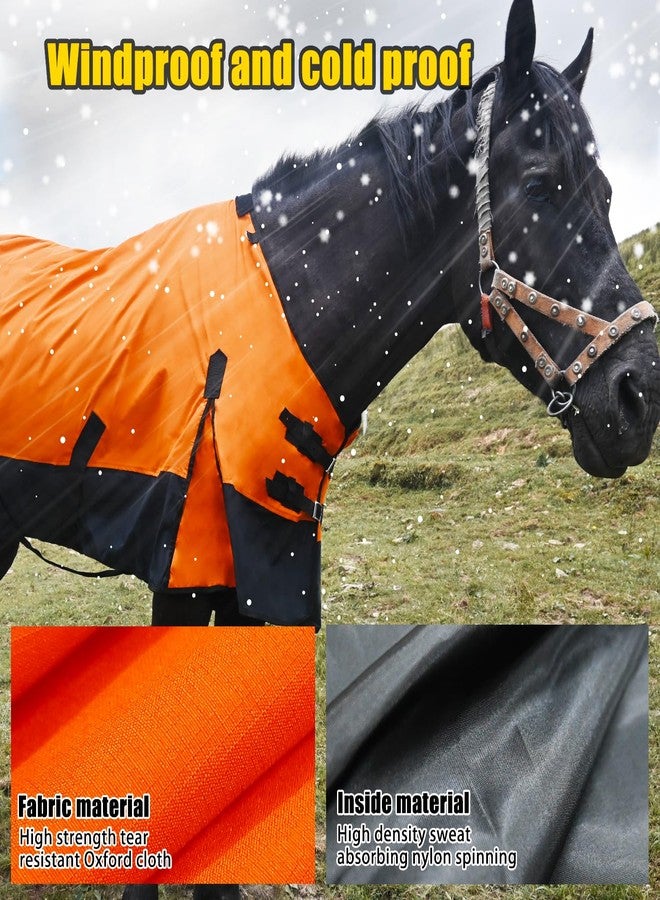 Paloura Waterproof Horse Sheet|Horse Blankets for Real Horses|Adjustable with Tail Rainy Day Choices for Horses(76", Orange) - Image 4