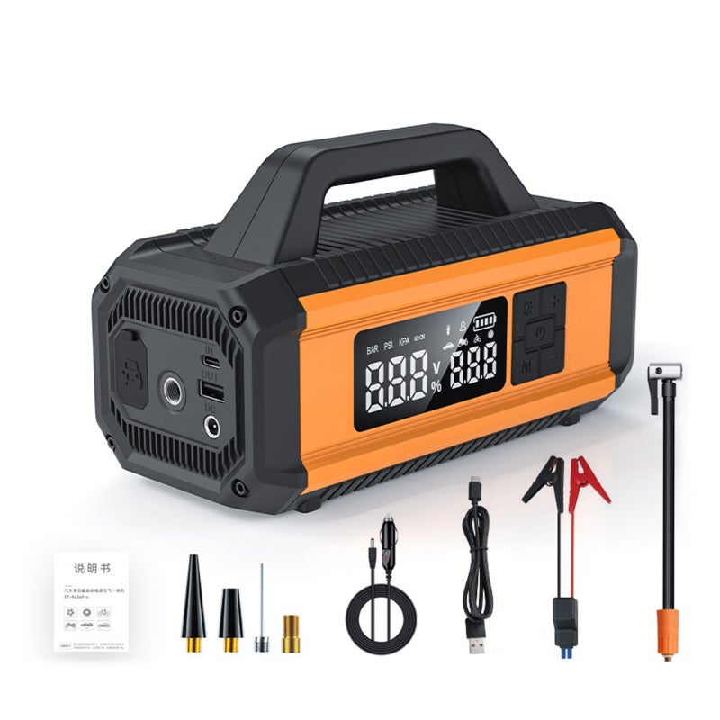 Car Jump Starter: 10000mAh Orange 4-in-1 Multifunction - Precision 5-Mode 150PSI Inflator Universal 12V Engine Starter for Roadside Emergencies Daily Use - Image 1