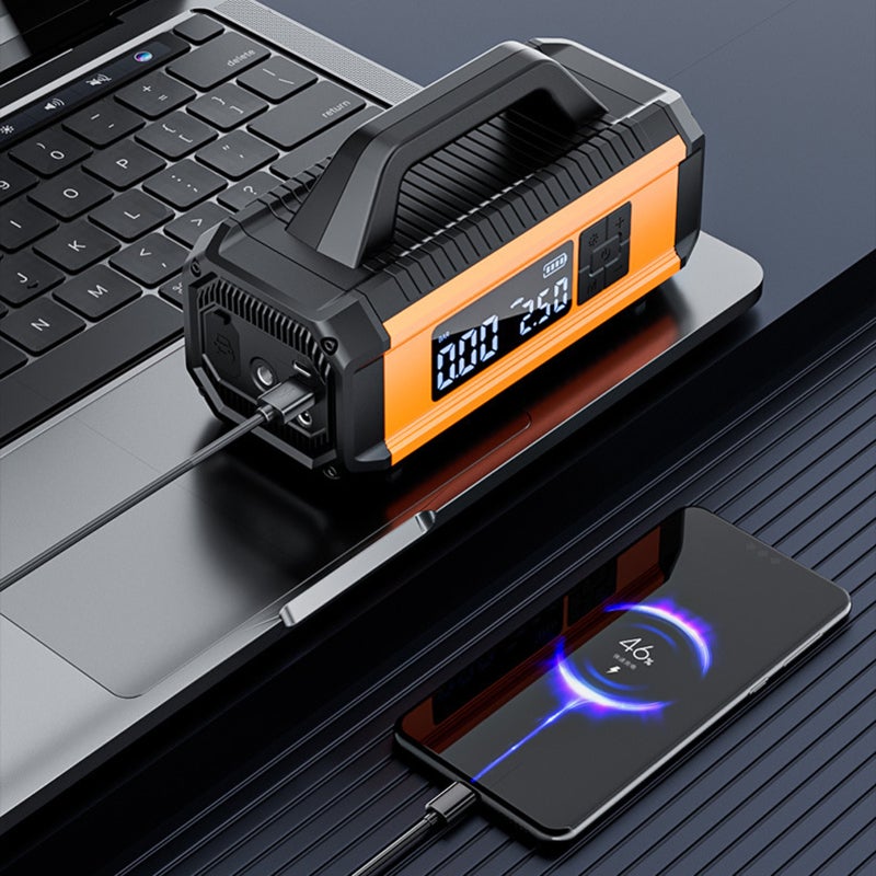 Car Jump Starter: 10000mAh Orange 4-in-1 Multifunction - Precision 5-Mode 150PSI Inflator Universal 12V Engine Starter for Roadside Emergencies Daily Use - Image 2