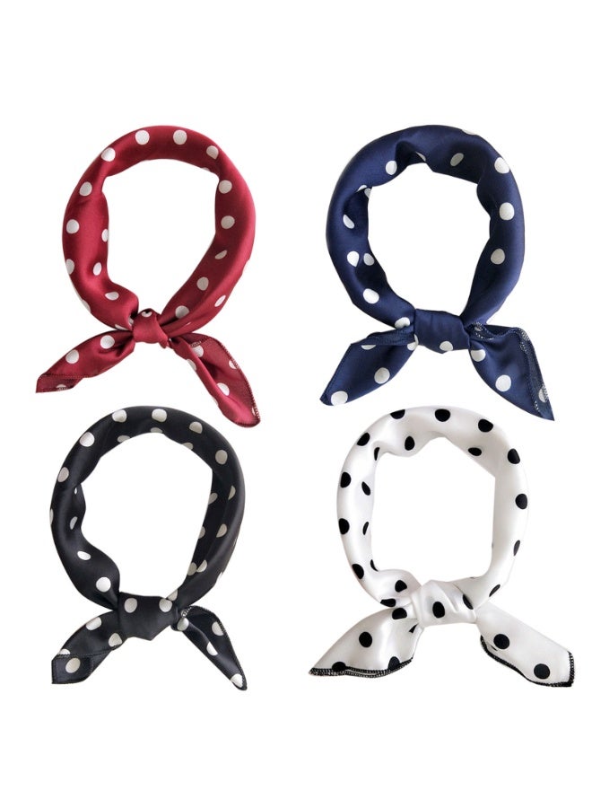 وشاح مربع للنساء والفتيات ، وشاح صغير للشعر ، وشاح مربع للرأس والرقبة ، وشريط ربط الشعر ، 4 قطع - Image 3