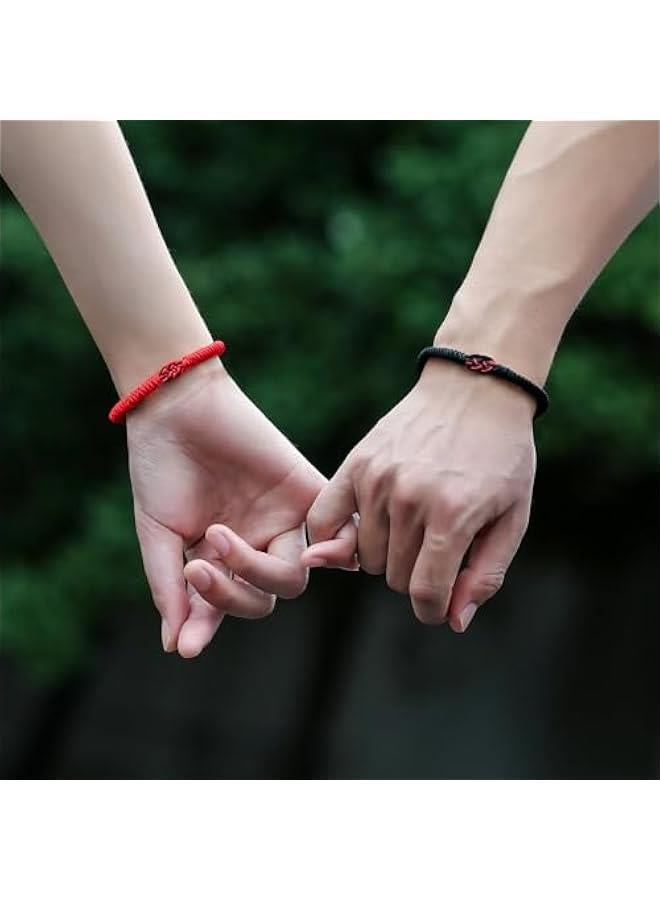 Arabest 2pcs Tibetan Lucky Bracelet Handmade Amulet Knot Woven Red Black String Rope Protection Bracelets for Women Men BFF Friendship Couples Family Birthday Mothers Day  Fashion Jewelry Gifts  - Image 2