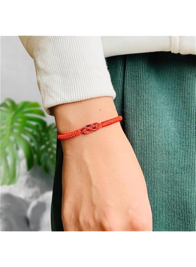 Arabest 2pcs Tibetan Lucky Bracelet Handmade Amulet Knot Woven Red Black String Rope Protection Bracelets for Women Men BFF Friendship Couples Family Birthday Mothers Day  Fashion Jewelry Gifts  - Image 5