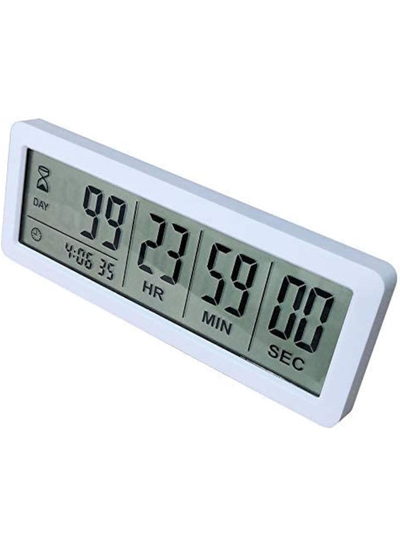 عدّاد الزمن الرقمي decoo 999 يومًا مع ظهر مغناطيسي وحزم بطاريات 2C مدمجة (أبيض) للاستخدام في العطلات التقاعد الزفاف المختبر المطبخ المشاريع الاجتماعات - Image 1