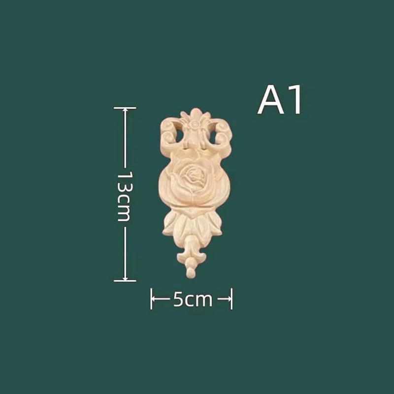Solid Wood Rose Wood Carving Decoration For Cabinets Mirrors Doors A1 13x5cm - Image 3