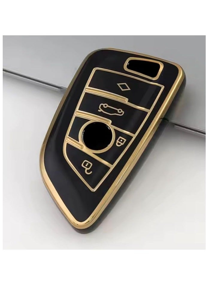 Generic Key Fob Cover premium Key Fob Cover Case for BMW F20 G20 G30 X1 X3 X4 X5 G05 X6 X7 G11 F15 F16 G01 G02 - (Black & Gold) - Image 3