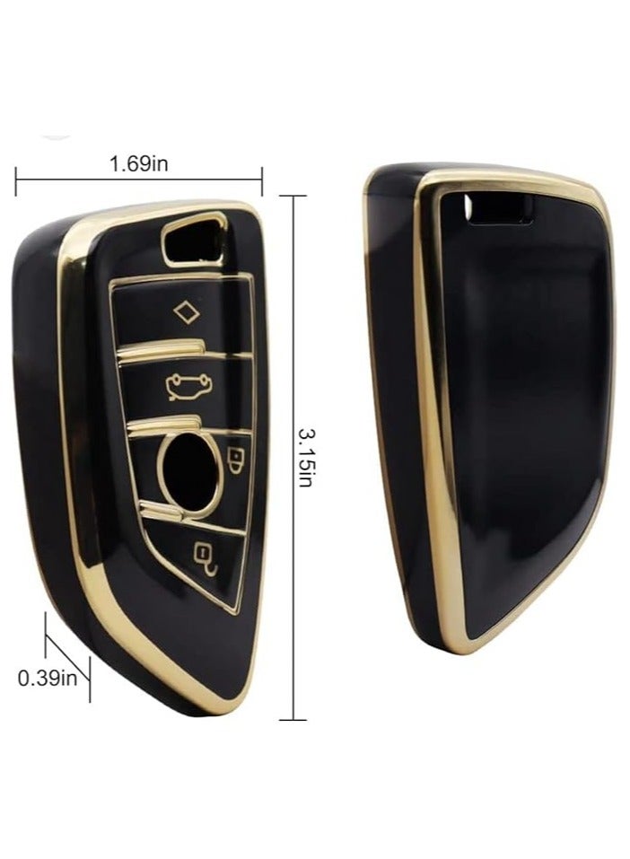 Generic Key Fob Cover premium Key Fob Cover Case for BMW F20 G20 G30 X1 X3 X4 X5 G05 X6 X7 G11 F15 F16 G01 G02 - (Black & Gold) - Image 4