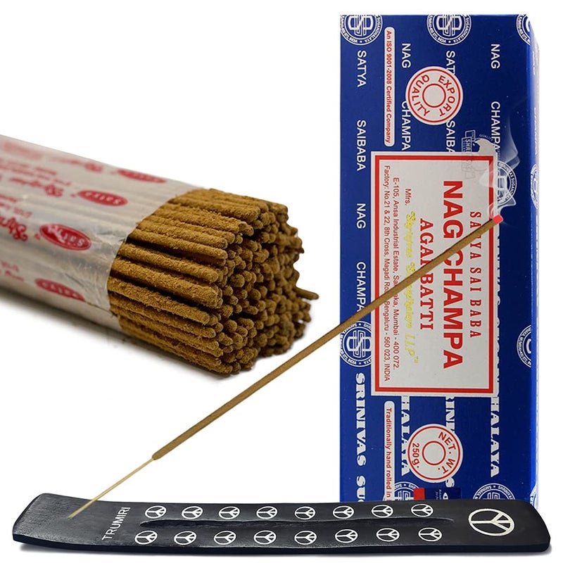 TRUMIRI Incense Stick Holder Bundle with Satya Sai Baba Nagchampa 250g Bulk Incense Sticks Nag Champa Agarbatti - Pack of 1 (Approx 250 Insence-Sticks) - Image 4