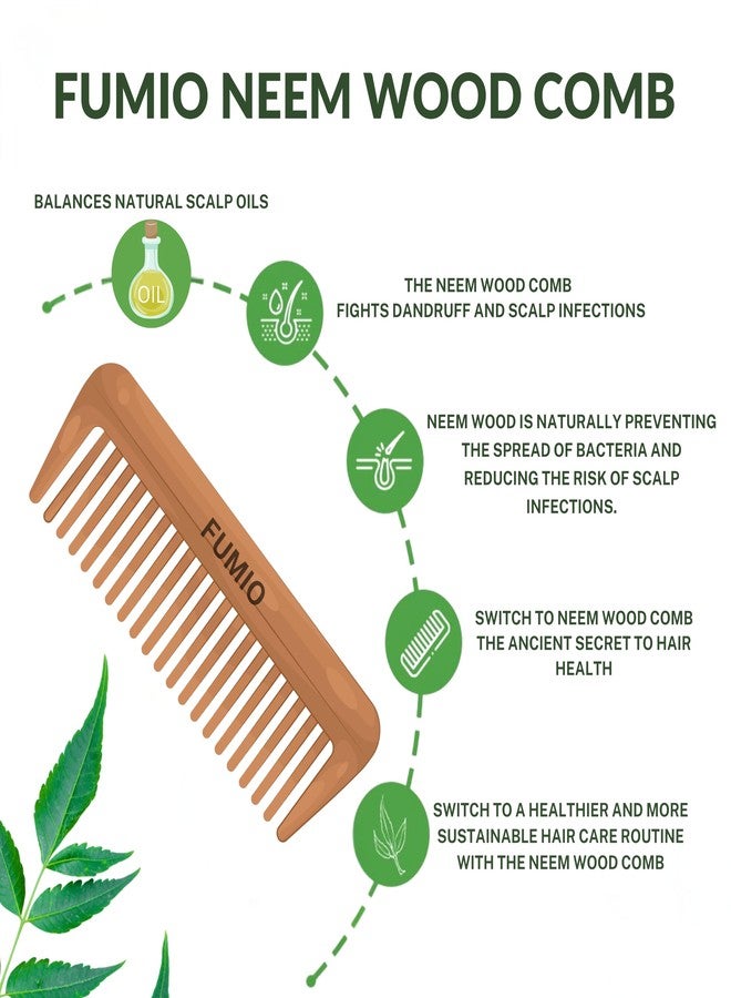 FUMIO Wooden Hair Combs Set, Wide and Fine Tooth, 13 cm and 16 cm Length, Natural Wooden Comb for women hair growth |Kanghi for Hair - Image 3