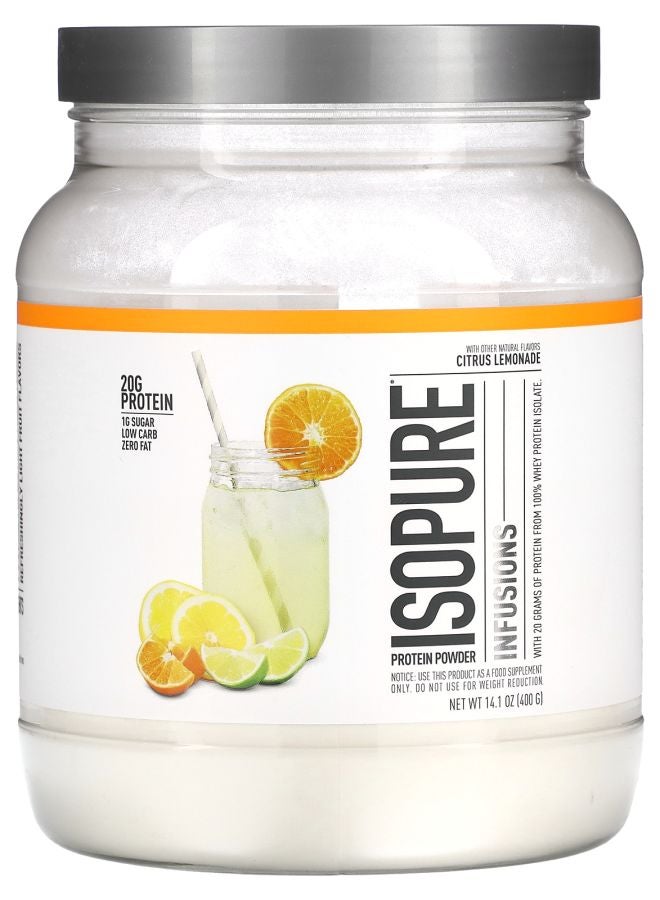 Isopure مسحوق بروتين إنفيوجن بنكهة الليمون الحمضي 14.1 أونصة (400 جرام)