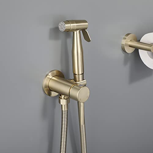 WiPPhs Handheld Bidet Sprayer Brushed Gold Warm Water, WiPPhs Stainless Steel Bidet Hand Held Sprayer for Toilet with Brass Hot and Cold Mixing Valve, WI9138BG - Image 4