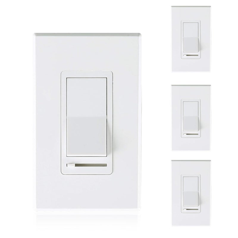 CLOUDY BAY in Wall Dimmer Switch for LED Light/CFL/Incandescent,3-Way Single Pole Dimmable Slide, 600W max Incandescent,150W max Dimmable LED/CFL, Cover Plate Included, Pack of 4 - Image 1