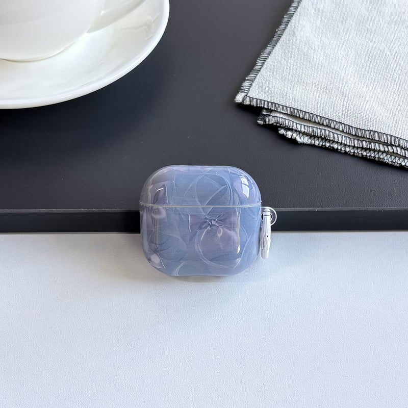 جراب حماية بتصميم القوس الأبيض اللؤلؤي لسماعات AirPods 1 و2 باللون الأزرق - Image 3
