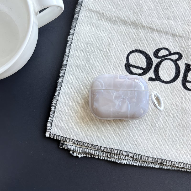 جراب حماية بتصميم القوس الأبيض اللؤلؤي لسماعات AirPods 1 و2 باللون الأزرق - Image 5