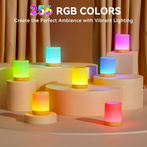 Auxmir ضوء الليل أوكسماير للأطفال، مصباح لمسة قابل للتعتيم للحضانة، 11 لون RGB 5 درجات سطوع، مصباح طاولة محمول قابل لإعادة الشحن لجانب السرير، ضوء الليل للأطفال لغرفة النوم وغرفة المعيشة - Image 2