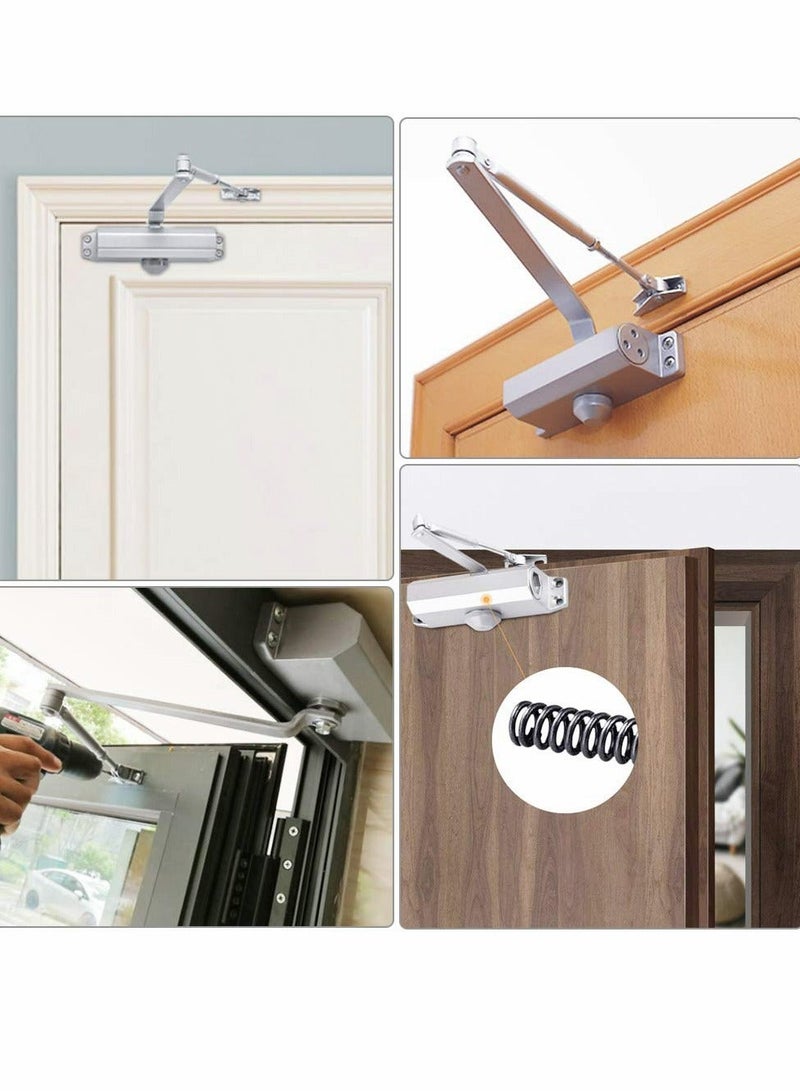 Door Closer, Automatic Hydraulic Adjusting Silent Soft Slow Slam Gate Closer Overhead Concealed Aluminium Door Closer for 35-65kg 70-110cm Wide Wooden Metal Door Fire Door Internal External Door - Image 5