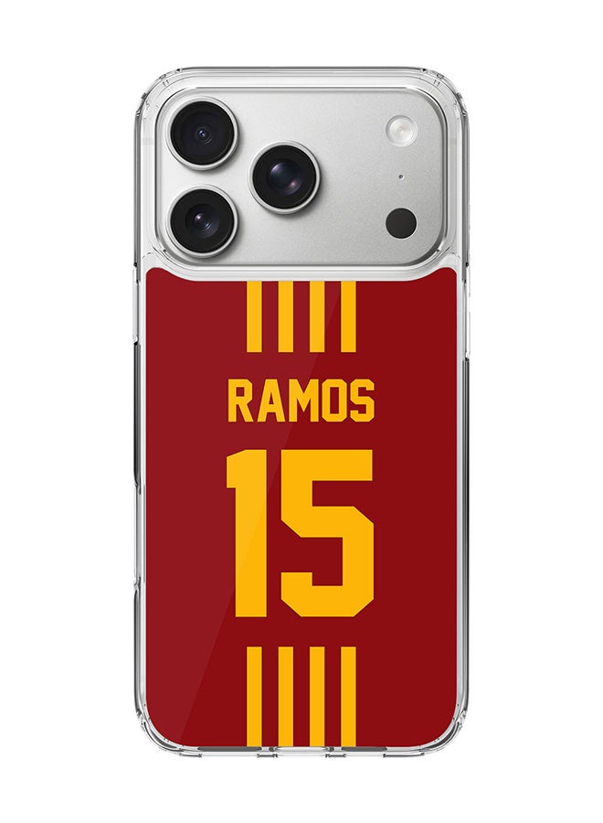 Stylizedd Classic Clear MagSafe Case for iPhone 17 Pro , Hybrid Soft Case Flexible Edges Anti Drop TPU PC Gel Thin Transparent Cover [ Designed for iPhone 17 Pro ] - Football Team - Spain , Player Name - Ramos