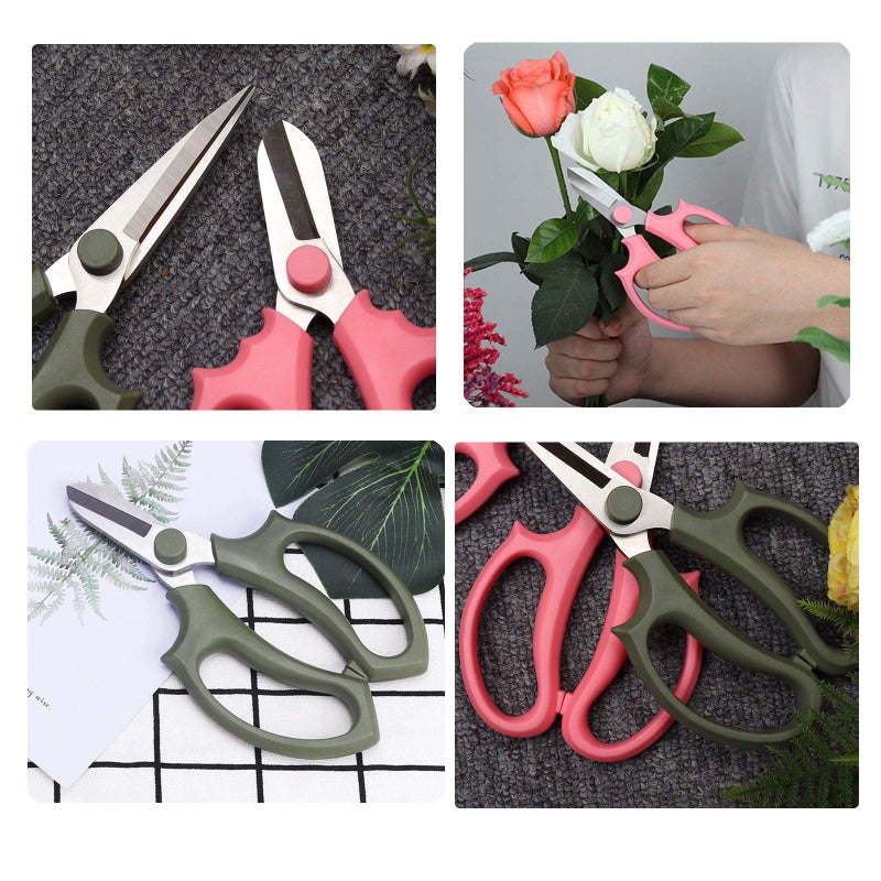 Leize Flower Scissors, Premium Thickened Stainless Steel Floral Shears, Strong Pruner for Flowers, Branches and Leaves (Grey Green Slender) - Image 3