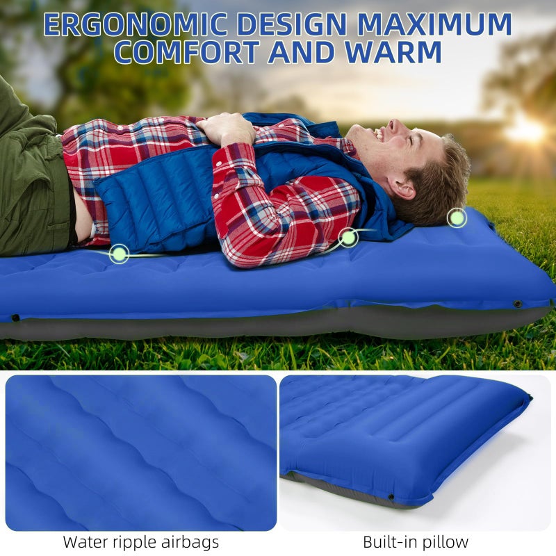 FNARMW Camping Sleeping Pad, Extra Thick 5 Inch Camping Mat with Pillow Built-in Foot Pump Inflatable Sleeping Pads Compact for Camping Backpacking Hiking Traveling Tentï¼ˆBlue Greyï¼‰ - Image 2