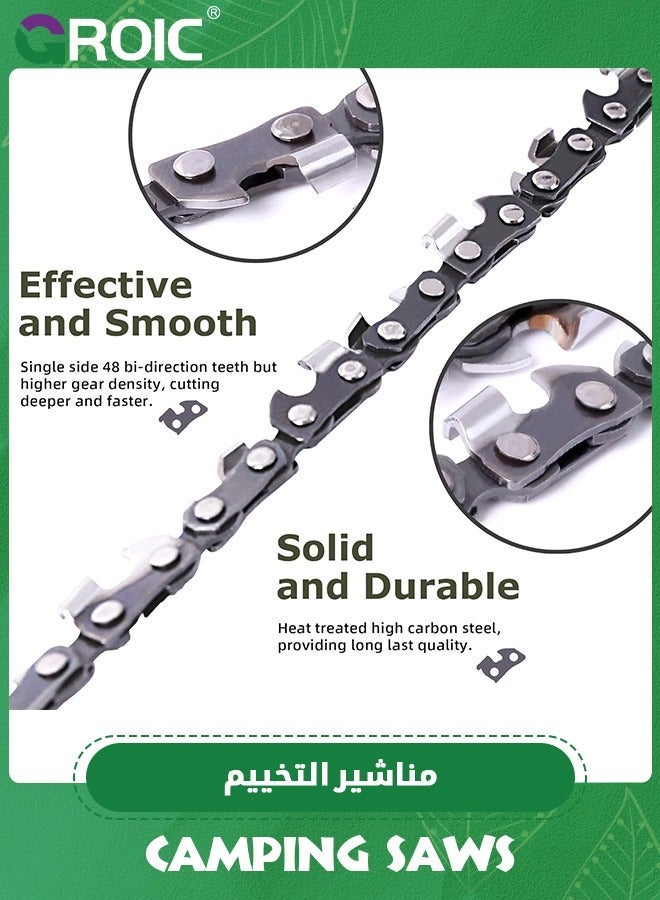 GROIC Pocket Chainsaw 24 Inch With 34 Bi-direction Teeth 65MN High Carbon Steel Rope Saw For Camping Hiking Outdoor, Hand and Survival Chain Fast Easy Cutting(Olive Green)  - Image 3