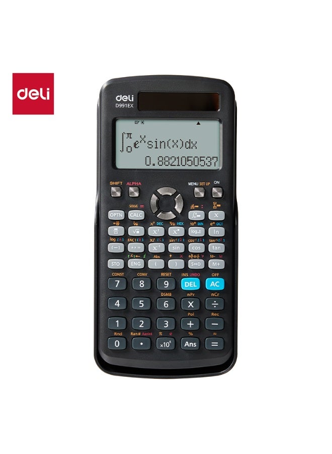 Deli D991EX Scientific Calculator With Two Line Display And Acrylic Cover - Image 1