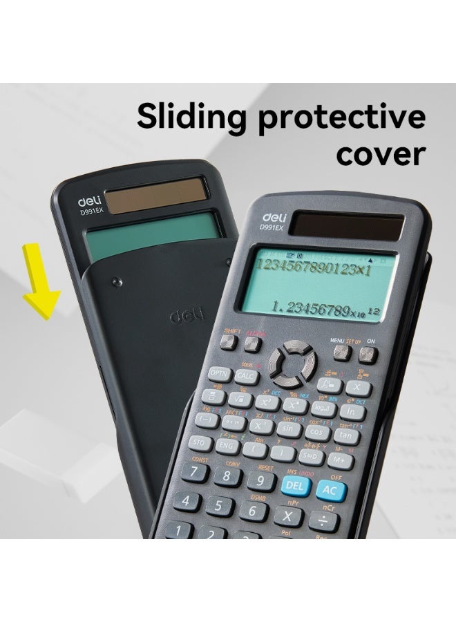 Deli D991EX Scientific Calculator With Two Line Display And Acrylic Cover - Image 4