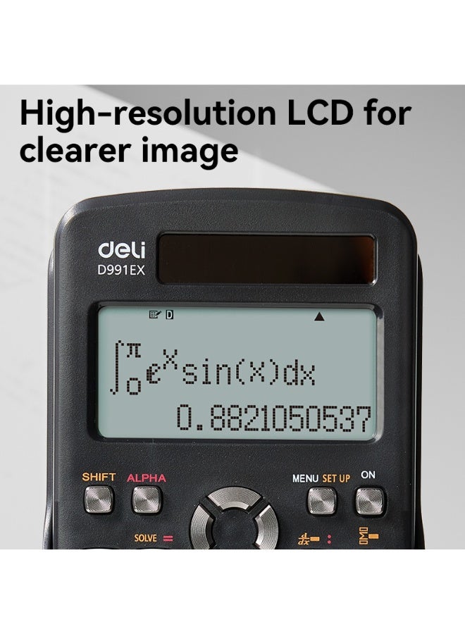Deli D991EX Scientific Calculator With Two Line Display And Acrylic Cover - Image 5